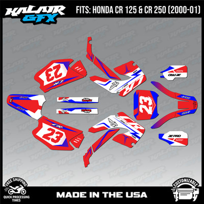 Graphics Kit for HONDA CR125 CR250 2000 2001 CR 125 CR 250 Evader-Red Blue