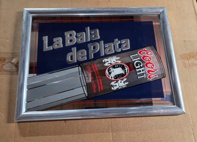 Rare Vintage  Coors Light Beer  La Bala de Plata  Silver Bullet Mirror Bar Sign