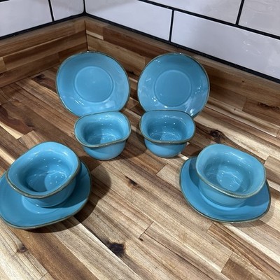 Set of 4 Tuscan Toscana Tidbit Bowls & Saucers by SOUTHERN LIVING - Turquoise