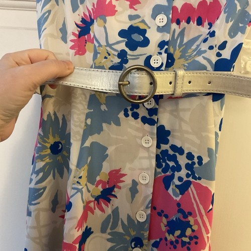 ModCloth Exciting Find Shirt Dress Blue Pink Floral Belted Retro Size XXS NWT - Picture 5 of 11
