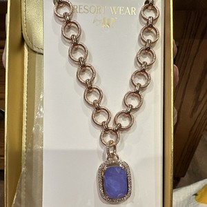Authentic Resort Wear by EP NK87177 Rose Gold Plated Lavender Fluorite Quartz 18.25" Ext
