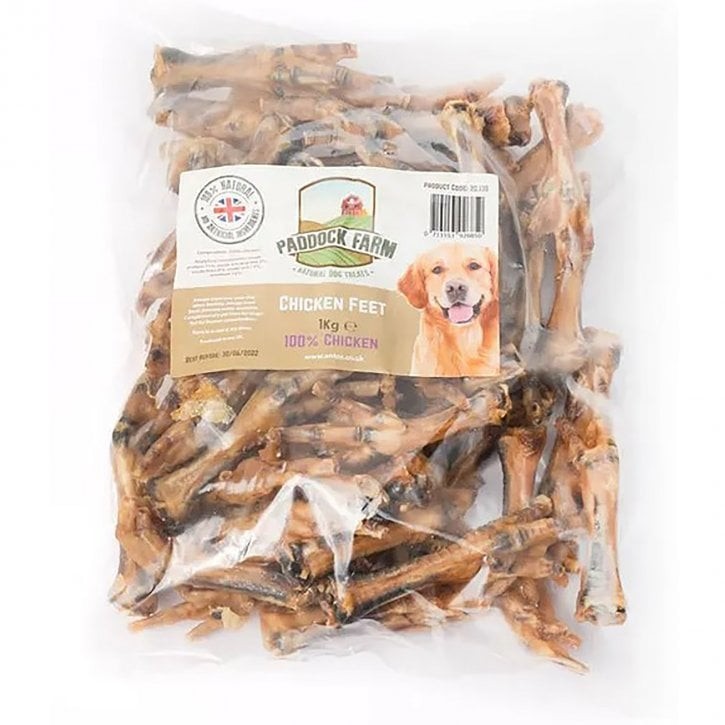 PADDOCK FARM CHICKEN FEET HIGH PROTEIN NATURAL DOG PUPPY CHEW TREAT 1KG