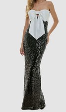City Studio Women's Black Bow-Bodice Sequined Gown Dress Juniors Size 9/10
