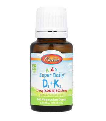 Carlson, Kid s, Super Daily D3+K2, Vitamin D3 und K2 für Kinder, 25 mcg, 10,16 l