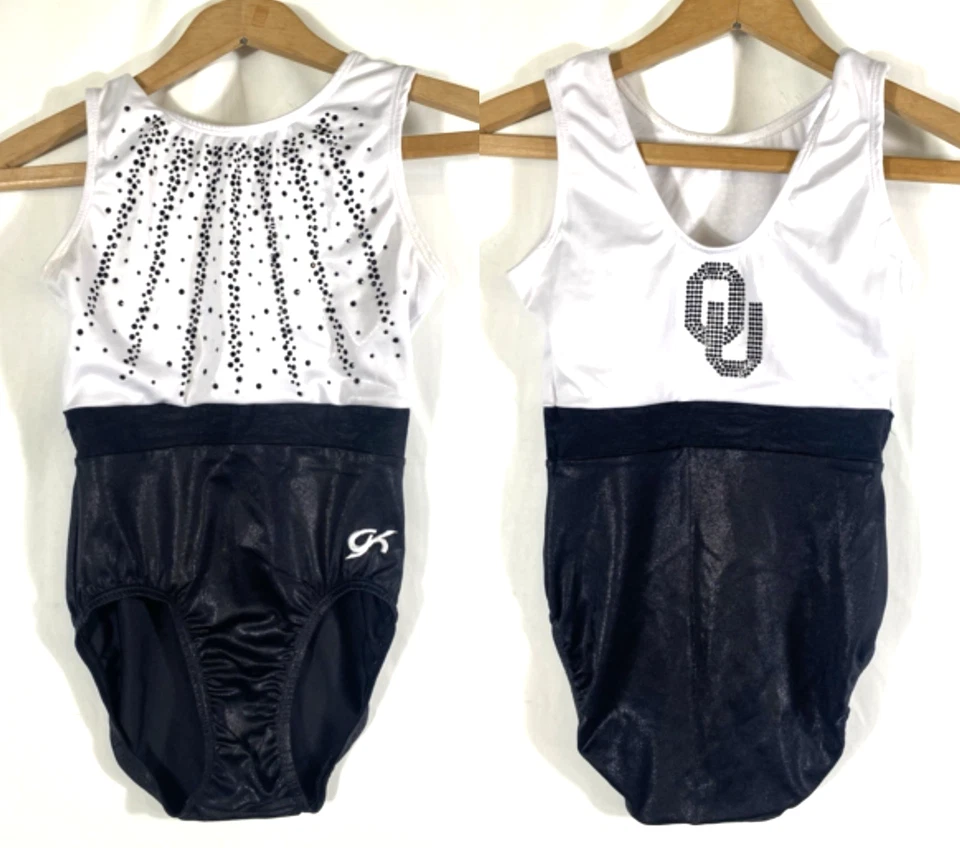 OU University Oklahoma Sooners Gymnastics Leotard Athlete Worn Small White Beads - Image 2 of 4