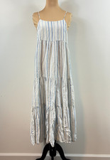 Madewell Cami Tier Midi Dress in Stripe Women's size 4 32" Bust 100% Linen