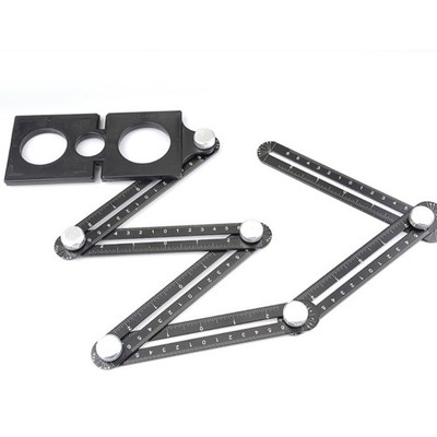 6 Fold Angles Measure Ruler Multifunction Aluminum Perforated Template Tool