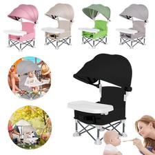 Seat Compact Folding High Chair beach Children Baby Travel Armchair+Awning