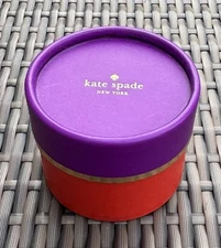 Kate Spade Gift Box Small Earrings Jewelry Charm 3.25”d x 2.75” Round Purple Red