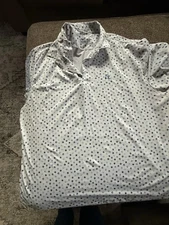 Rhoback Golf Polo Shirt Men's 2XL White Blue Green Dog Paw Print AOP Performance