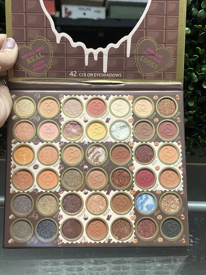 Colorful Rainbow CHOCOLATE VAULT 42 Color Eyeshadow Palette w/real Cocoa Powder - Image 2 of 3