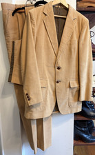 VTG 1970s Sears Roebuck 3-Piece Tan Corduroy Suit Vest Jacket Pants 32W Retro