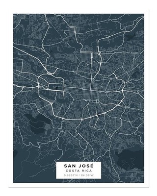 San Jos� Costa Rica Karten Wandkunst Moderne Urbane Stadtkarte Wandkun