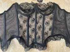 Vintage Victoria  s Secret Black Lace Bustier Underwire Demi Satin Label 36