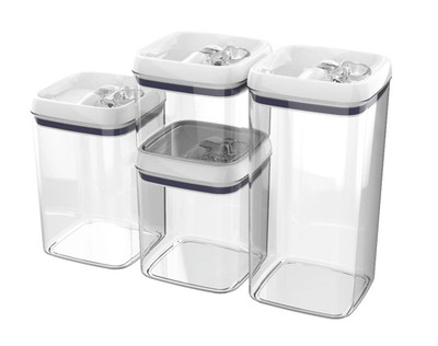 BHG Flip Tite Food Storage Container Set 4pc Square Airtight Kitchen Pantry Org
