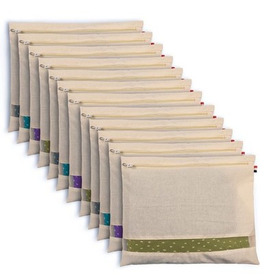 SOLSTICE Cotton Saree Bags, Covers for Storage Set with Zip Closure