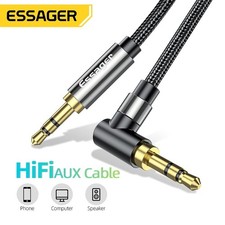 0.14 in AUX Cable - 90 Degree Braided Nylon Jack Audio Cable Blue Red 