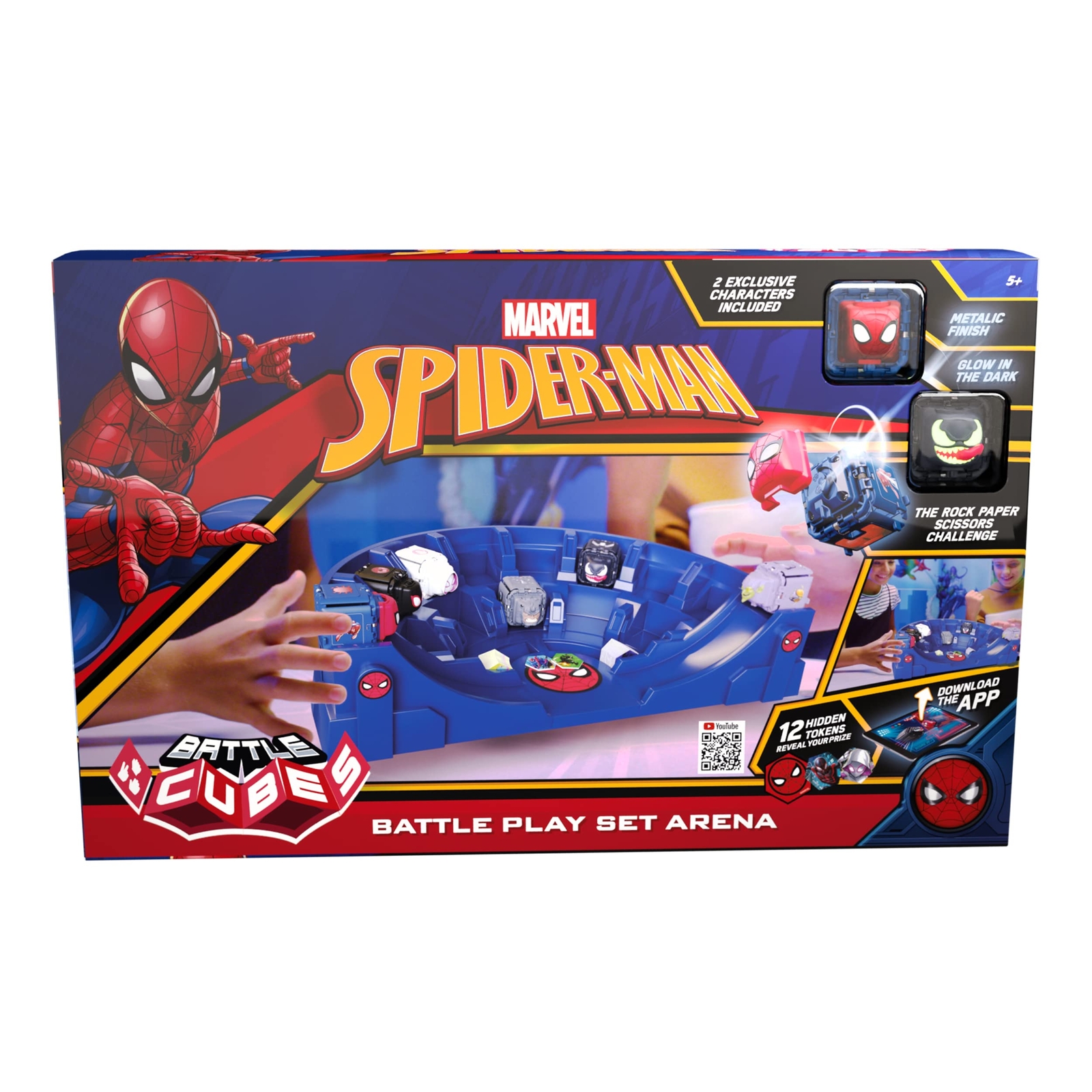 Marvel Spiderman - Battle Cubes Battle Arena Set - Glow Venom + Metallic Spiderm