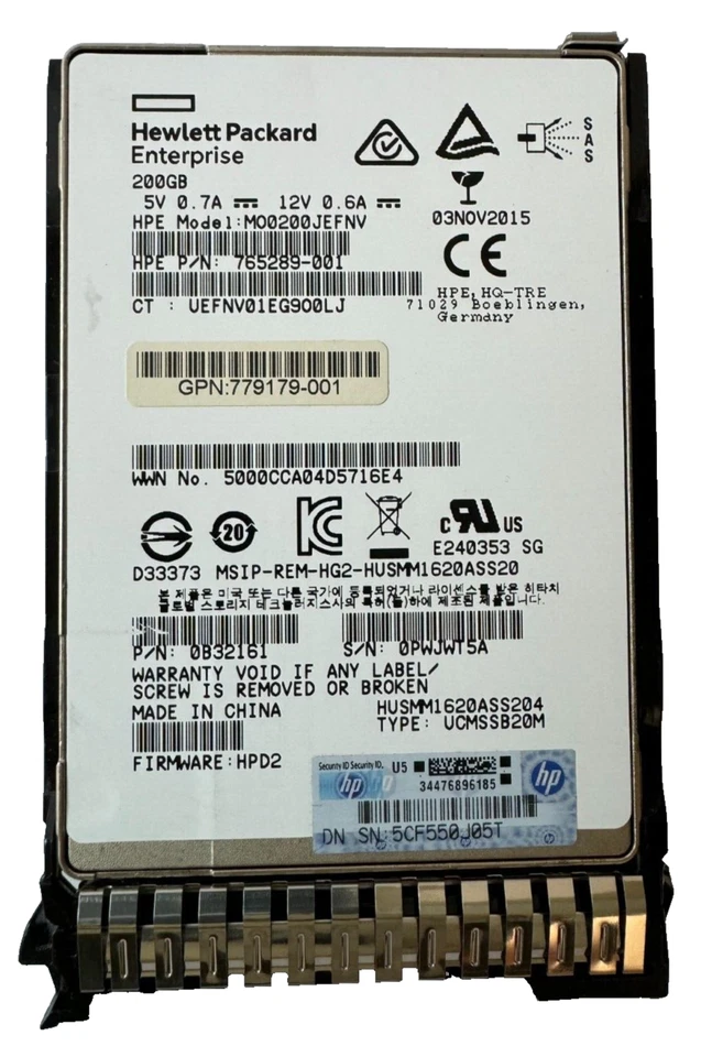 HP 780430-001 HP 200GB 12G SAS MS SFF SSD - 779179-001 765289-001 w/ CADDY NICE! - Image 3 of 3