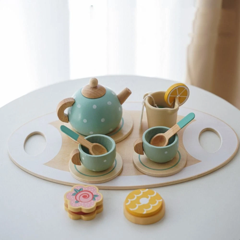 Timbered Afternoon Tea Set Toy Intellectually Beneficial Toddlers