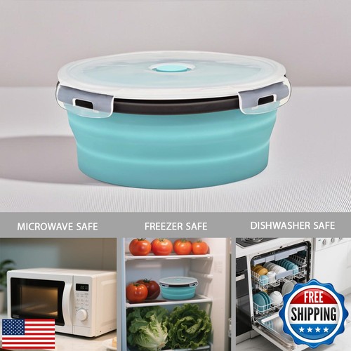 8 Collapsible Food Storage Containers, Silicone Collapsible Food Storage Cont - Picture 3 of 5
