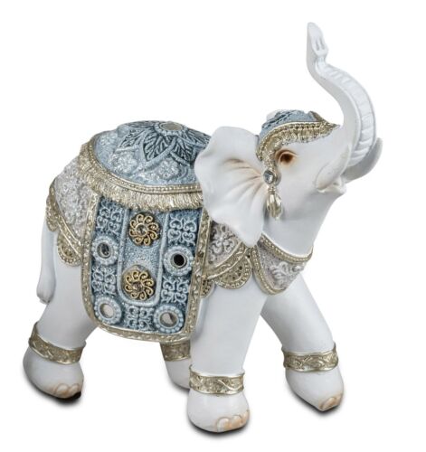 Dekofigur Elefant 16 cm Relief und Spiegel-Elementen Figur Afrika Tierfigur - Bild 1 von 1