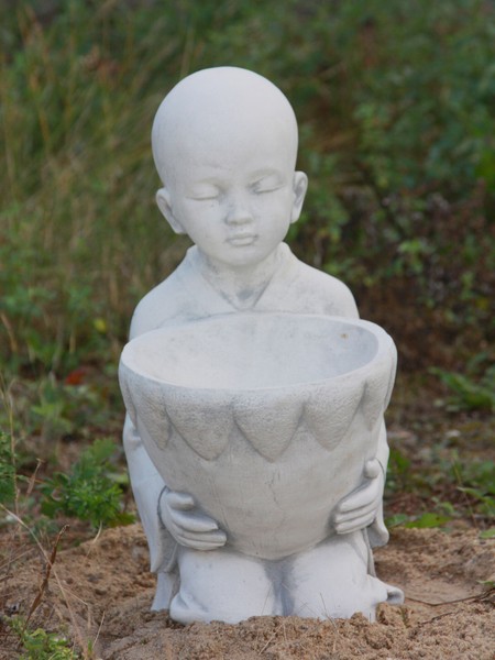 MÖNch Mit Schale Bepflanzbar Steinguss Garten Frostfest Figur Skulptur PO-744-image
