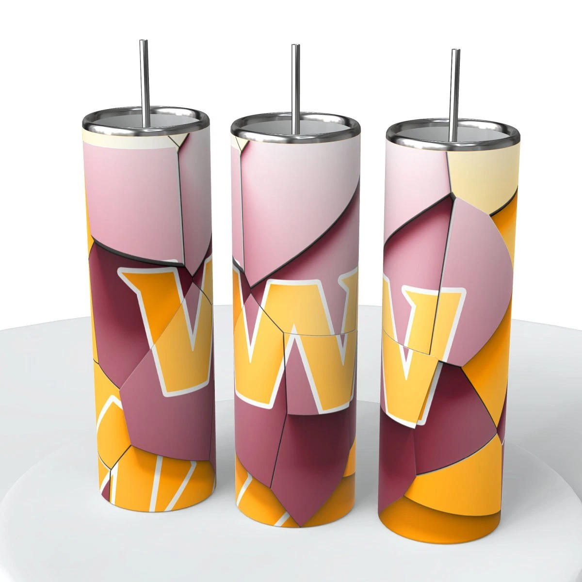 Abstract Blocks football Skinny Steel Tumbler with Straw, 20oz