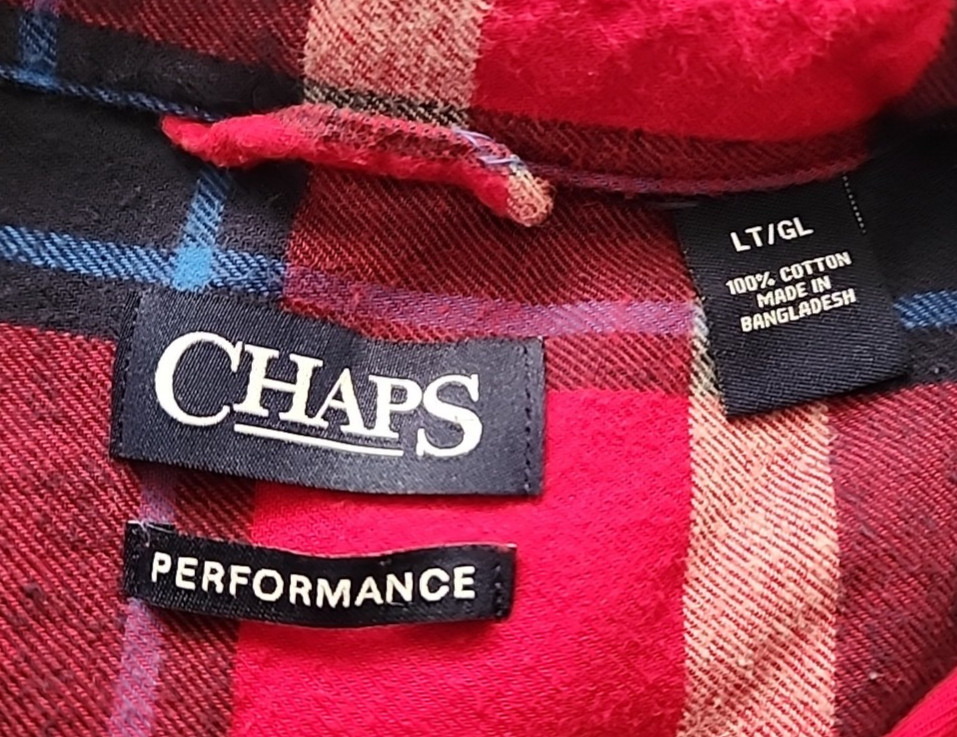 CHAPS Performance Men's Red Flannel Button Up Lon… - image 6