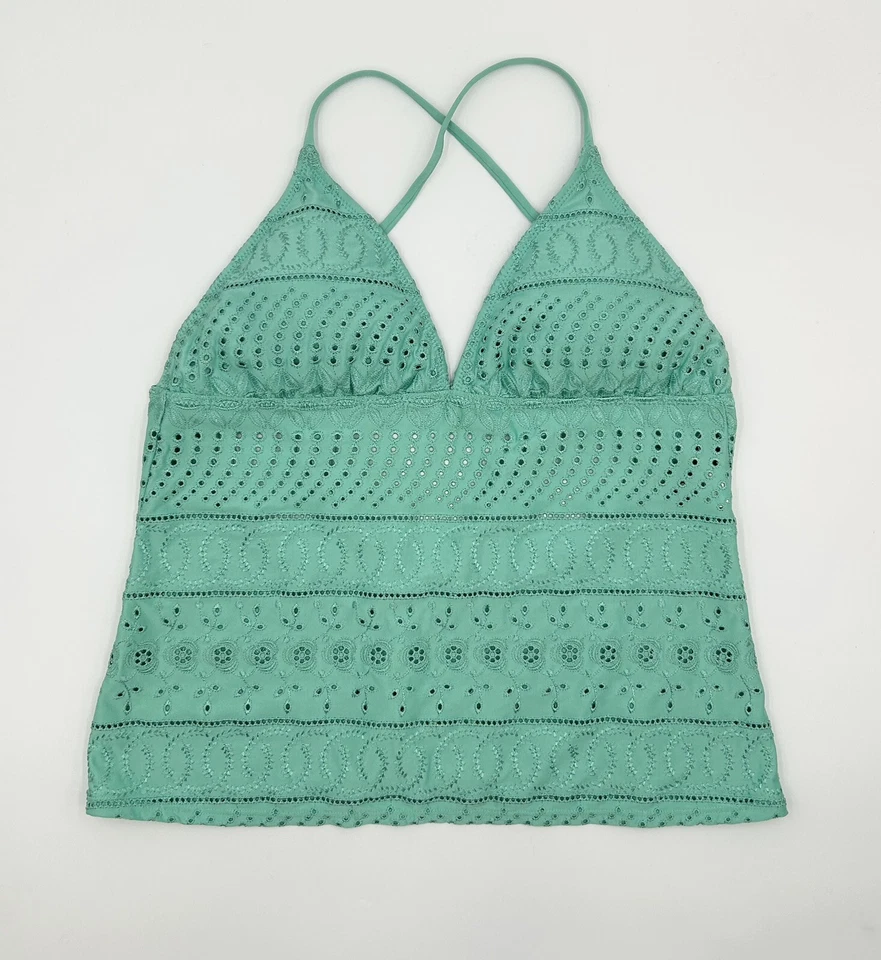 Maiô TANKINI grande RALPH LAUREN verde azul-petróleo ilhós - Imagem 2 de 4