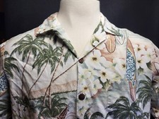Vintage Hawaiian Flavor Aloha Shirt Made In USA Mens Medium Surfboards Palms
