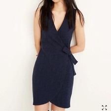 Madewell Texture & Thread Navy Blue Crosshatch Side Tie Dress Women's Size Xs