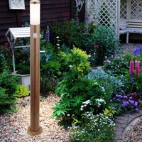 Stehleuchte AußEnleuchte Gartenlampe Bewegungsmelder Edelstahl Holzoptik H 110Cm