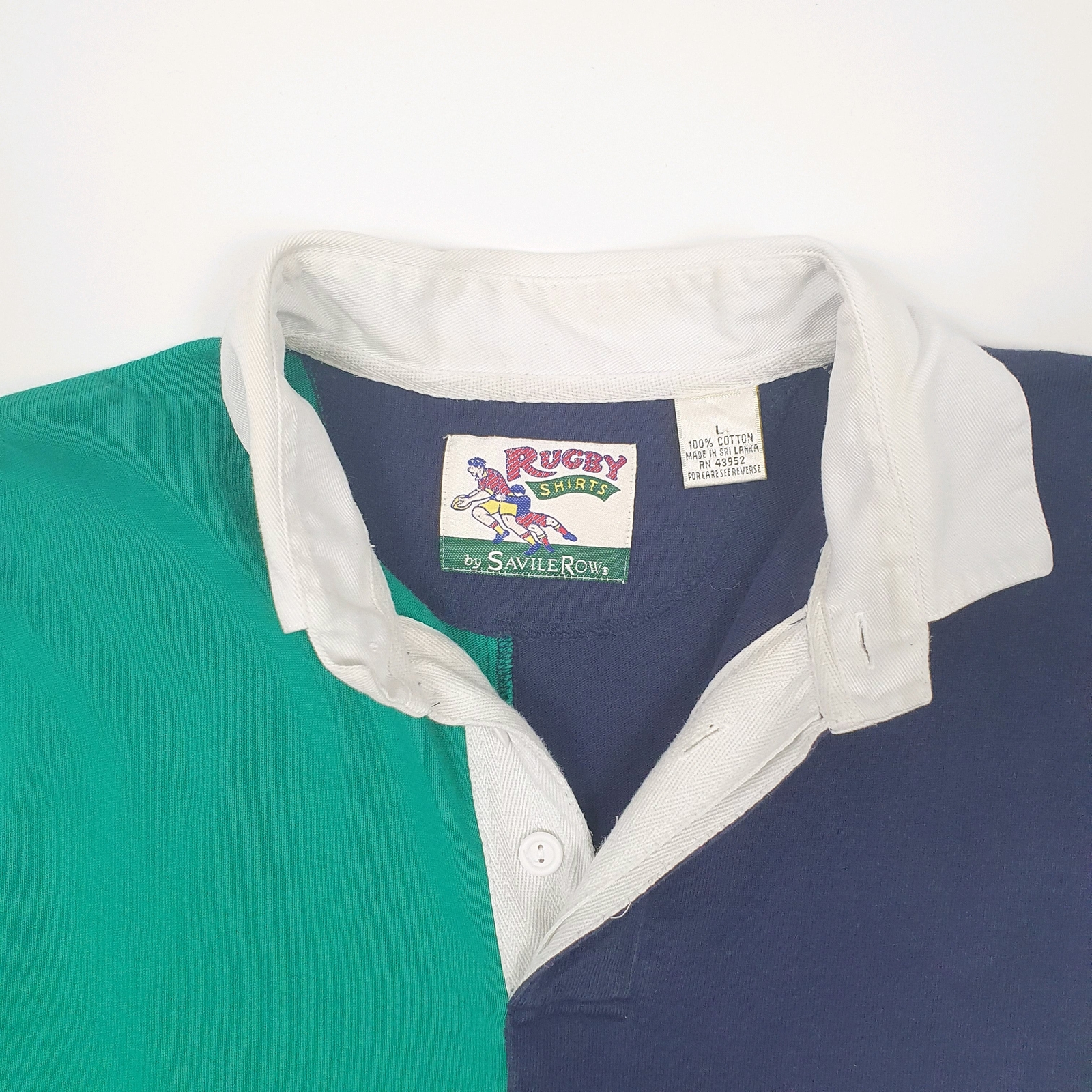 SAVILLE ROW Navy Polo Shirt Rugby Long Sleeve Cotton Mens L image 3