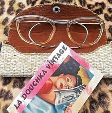 FRENCH 1940s WOMEN PIN-UP EYEGLASSES FLEXIBLE TEMPLES PERFECT IN VINTAGE CASE