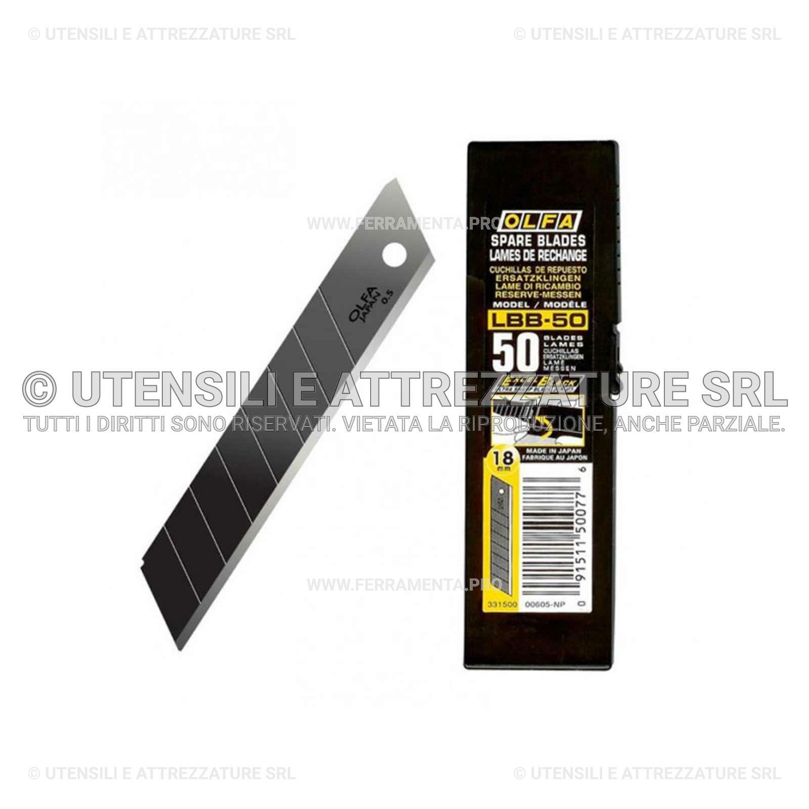 TUBETTO 50 LAME BRUNITE 18mm OLFA LBB-50 RICAMBIO CUTTER TRINCETTO TAGLIERINO