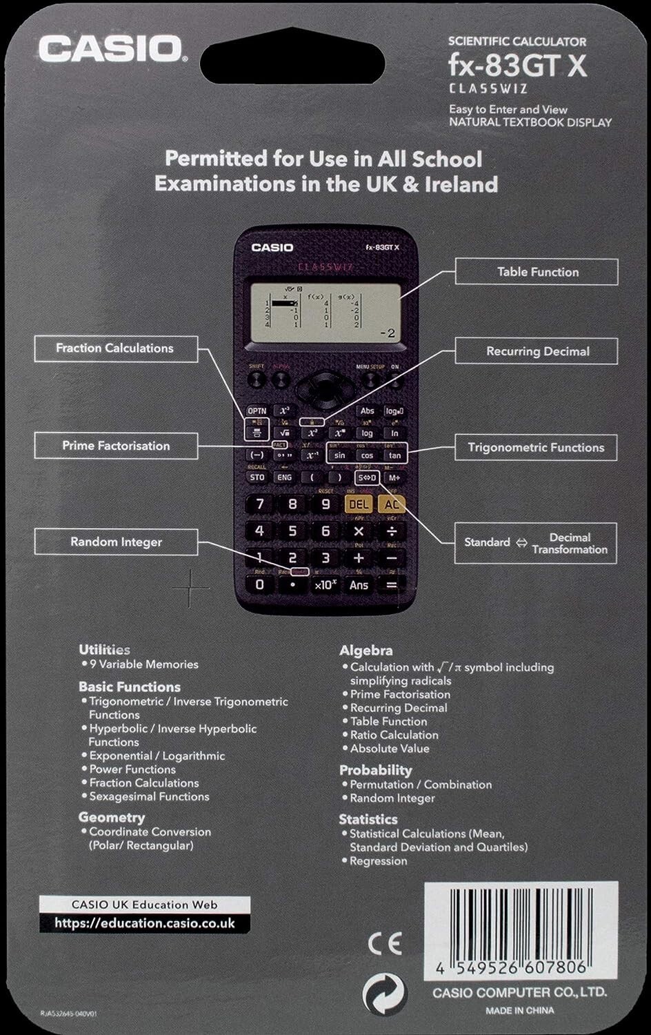 Casio FX85GTX Scientific Calculator Black With solar panel 4549526607844 eBay