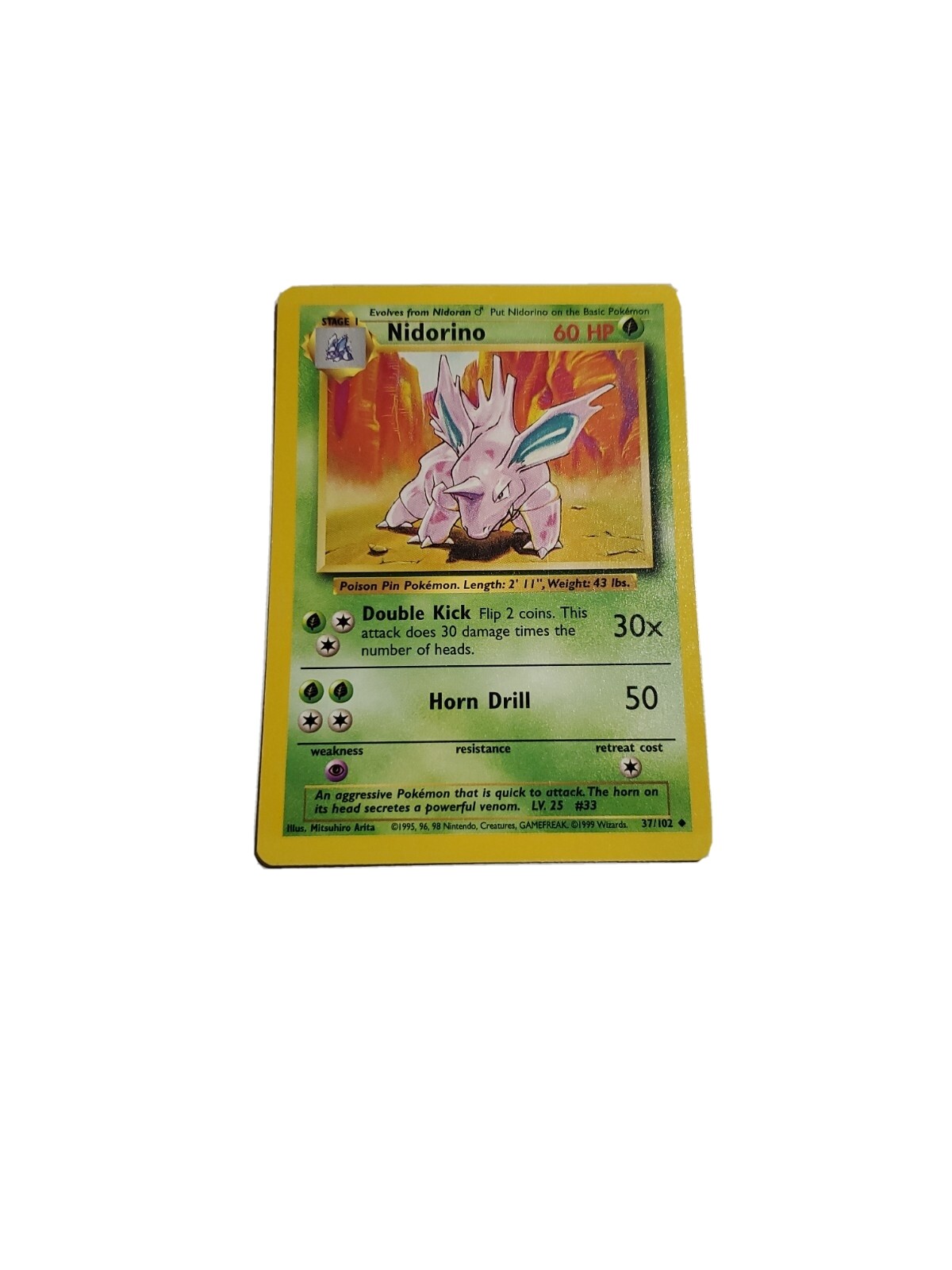 Pokémon TCG Nidorino Base Set 37/102 Unlimited Uncommon NM 1999
