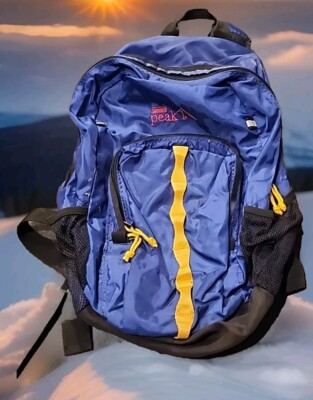 Vintage Coleman Peak 1 Hiking Backpack Blue Zippered Padded Adjustable Read Used