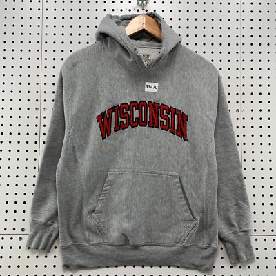 Vintage Wisconsin Badgers Hoodie Mens XS Gray Sweatshirt