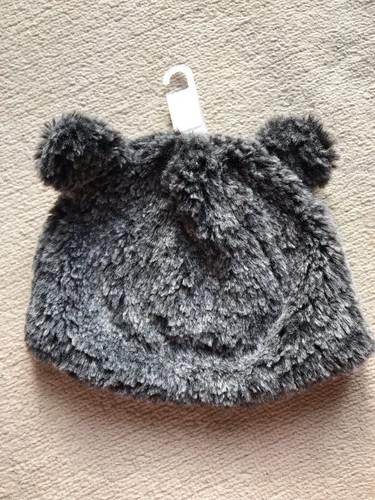 NEXT baby boy winter fur bear hat grey 