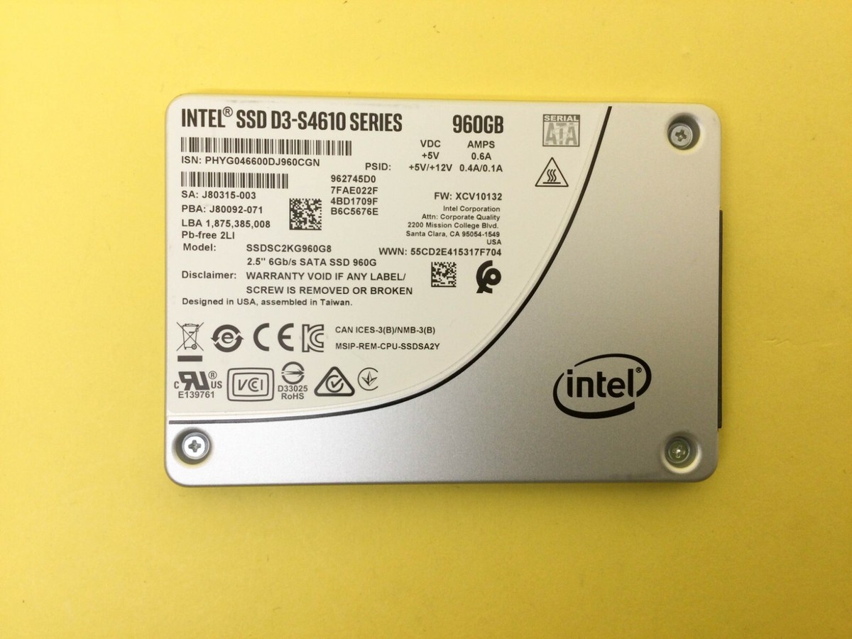 INTEL D3-S4610 SERIES 960GB SATA 6Gbps 2.5IN SSD SSDSC2KG960G8 | eBay