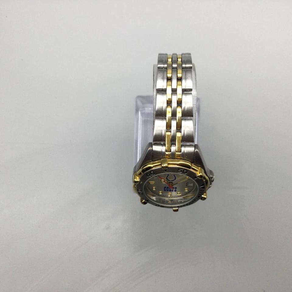 Indianapolis Colts NFL Watch Women 28mm Silver Gold Tone Date New Battery 6.75" - Image 3 of 4