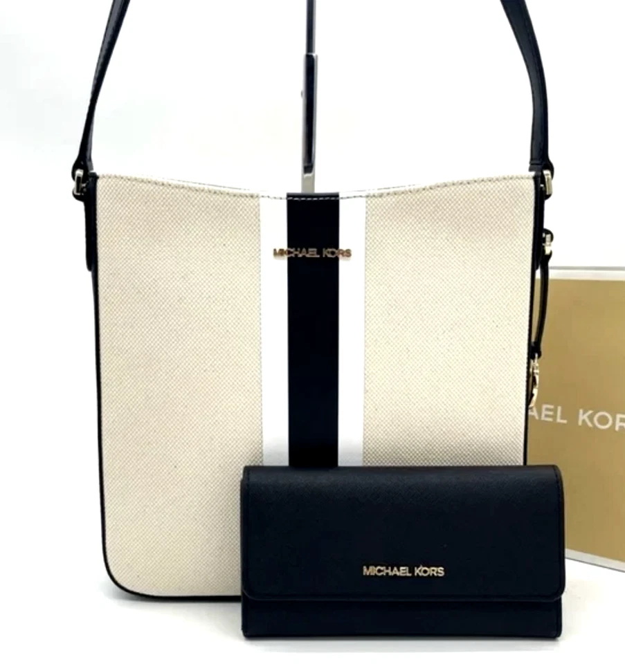 MICHAEL KORS JET SET TRAVEL BANDOLERA MENSAJERO GRANDE + CARTERA EN NEGRO MULTI Foto 3 de 4