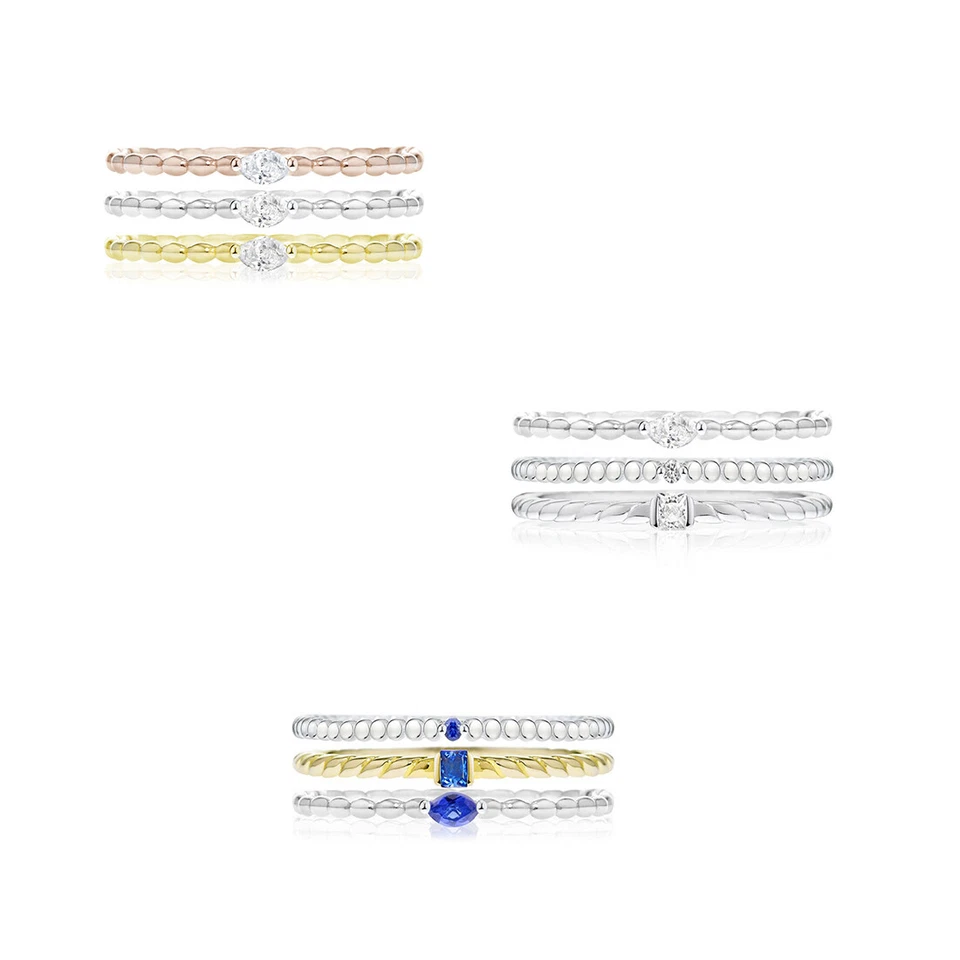 Tris di Anelli Donna MORELLATO 1930 Argento 925% Gold Rosè 3 Misure Pietra Blu - Immagine 2 di 4