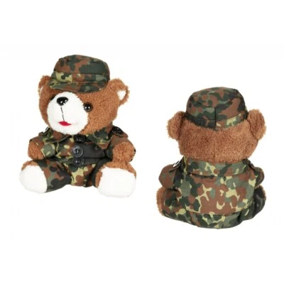 Teddybär 28 cm Anzug Mütze flecktarn Teddy Bär Bundeswehr Kuschel Stofftier
