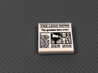 LEGO Newspaper ''The LEGO News'' Fireman Rescuing Cat 2x2 Printed Tile White (x1)