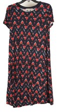 Loft Women’s Dress Medium Blue Red Shift Short Sleeve Pullover
