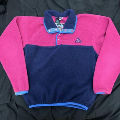 Vintage 80s 90s Nike ACG Trango Tower Fleece Pullover Pink Blue North Face