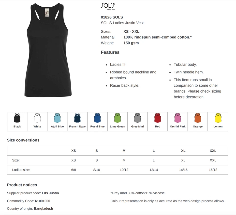Personalised Custom Printed SOL'S Ladies Justin Vest Sports Yoga Casual Tank Top - Image 2 of 4
